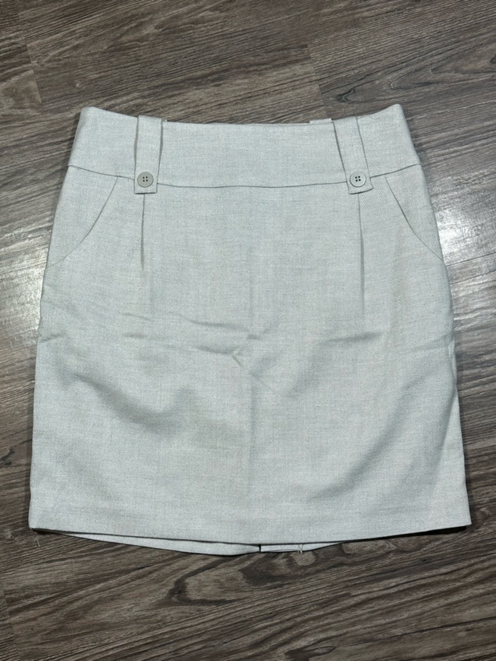NWT TO THE MAX $79 Grey Herringbone Front Pleat Pencil Skirt w/ Pockets 6